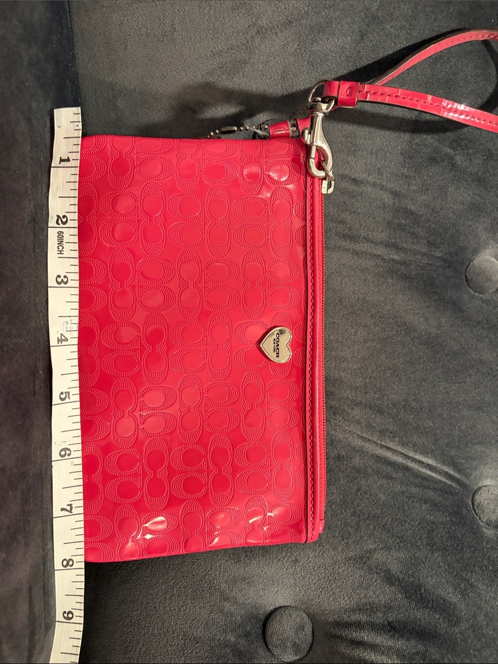 Coach Hot Pink Signature Embossed Wristlet